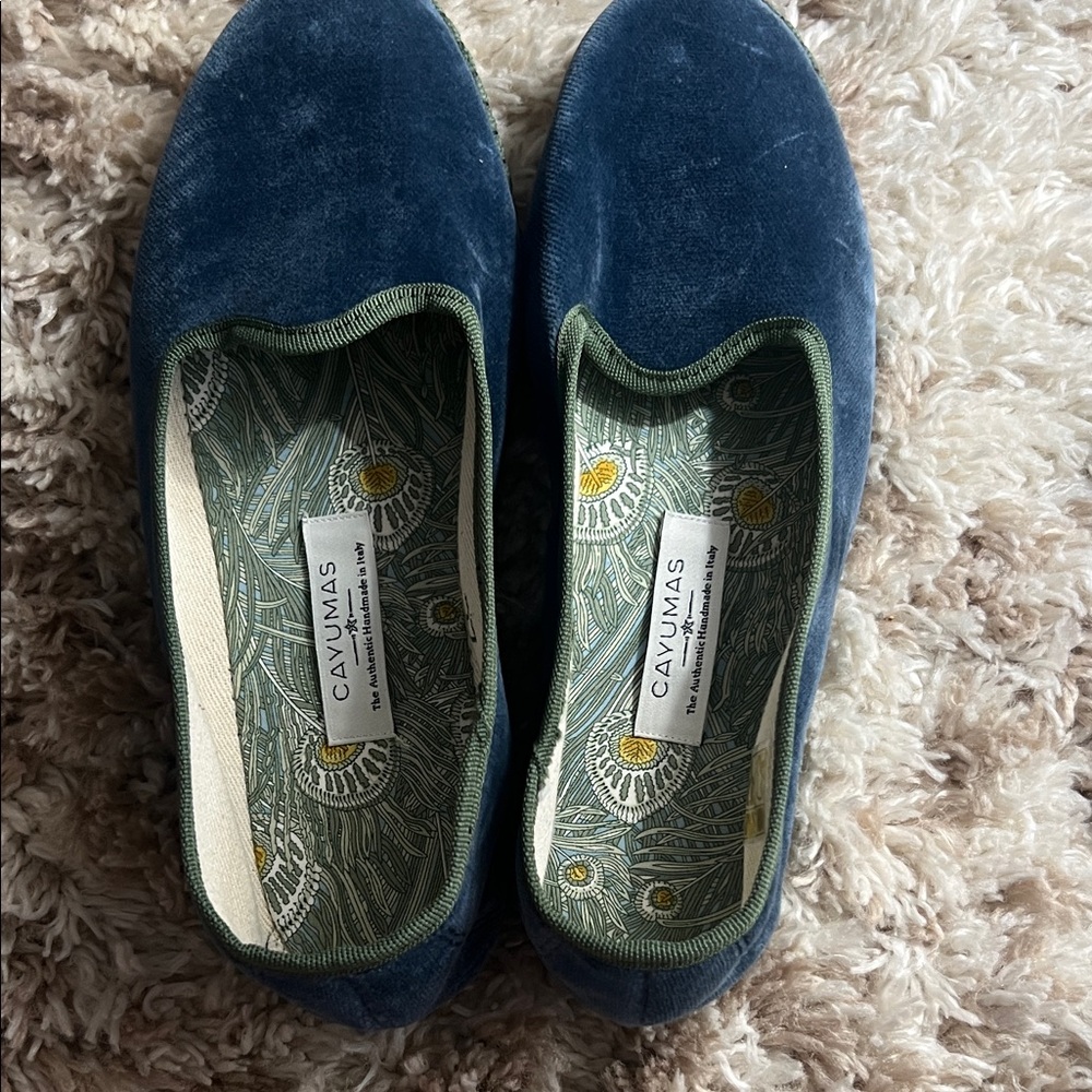 Cavmas Blue Velvet Women's Flats